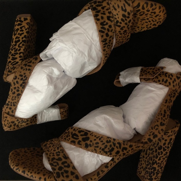 Madewell Liv Sandal Leopard Calf Hair. Brown/Black NIB Size 7 - Picture 4 of 8